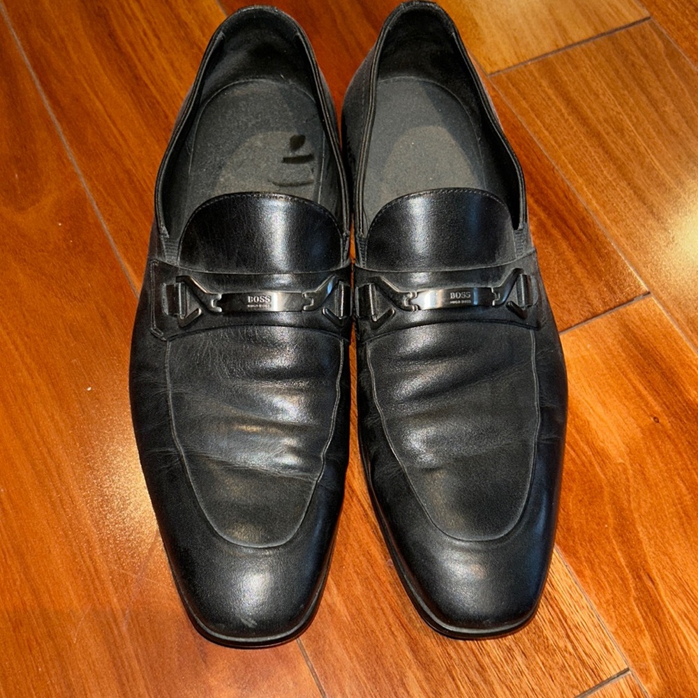 100% Authentic Hugo Boss Men’s Shoe/Slip on Loafer black leather size 9/UK 8